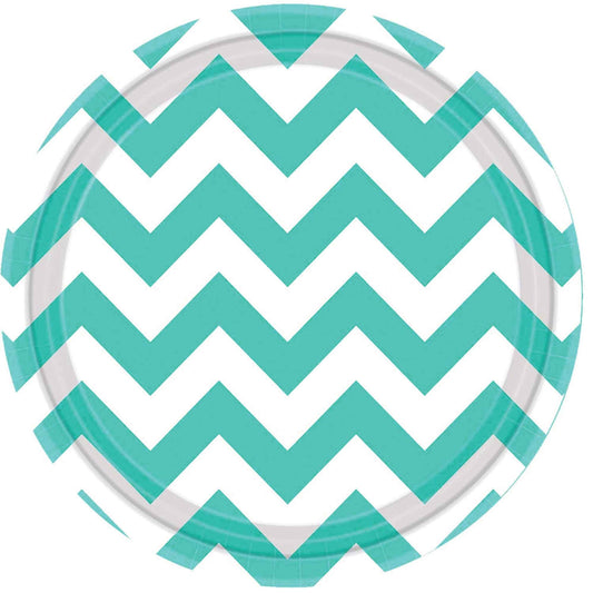 Chevron 23cm Round Plates Robin's-egg Blue