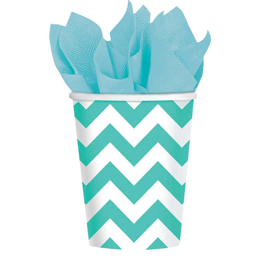 Chevron 266ml Cups Robin' Egg Blue