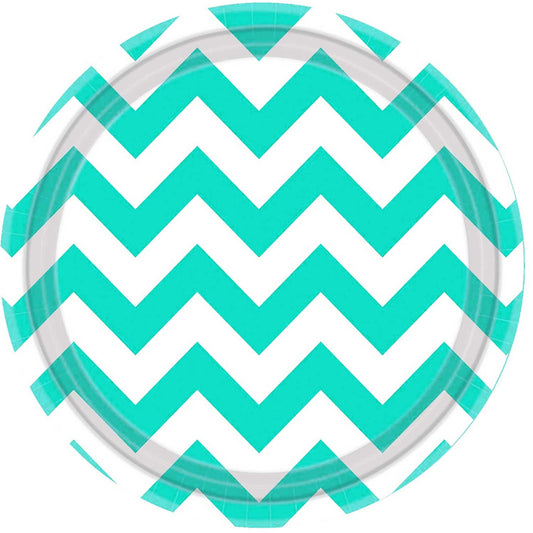Chevron 7"/17cm Round Plates Robin's-egg Blue