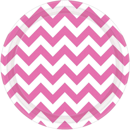 Chevron 23cm Round Plates New Pink