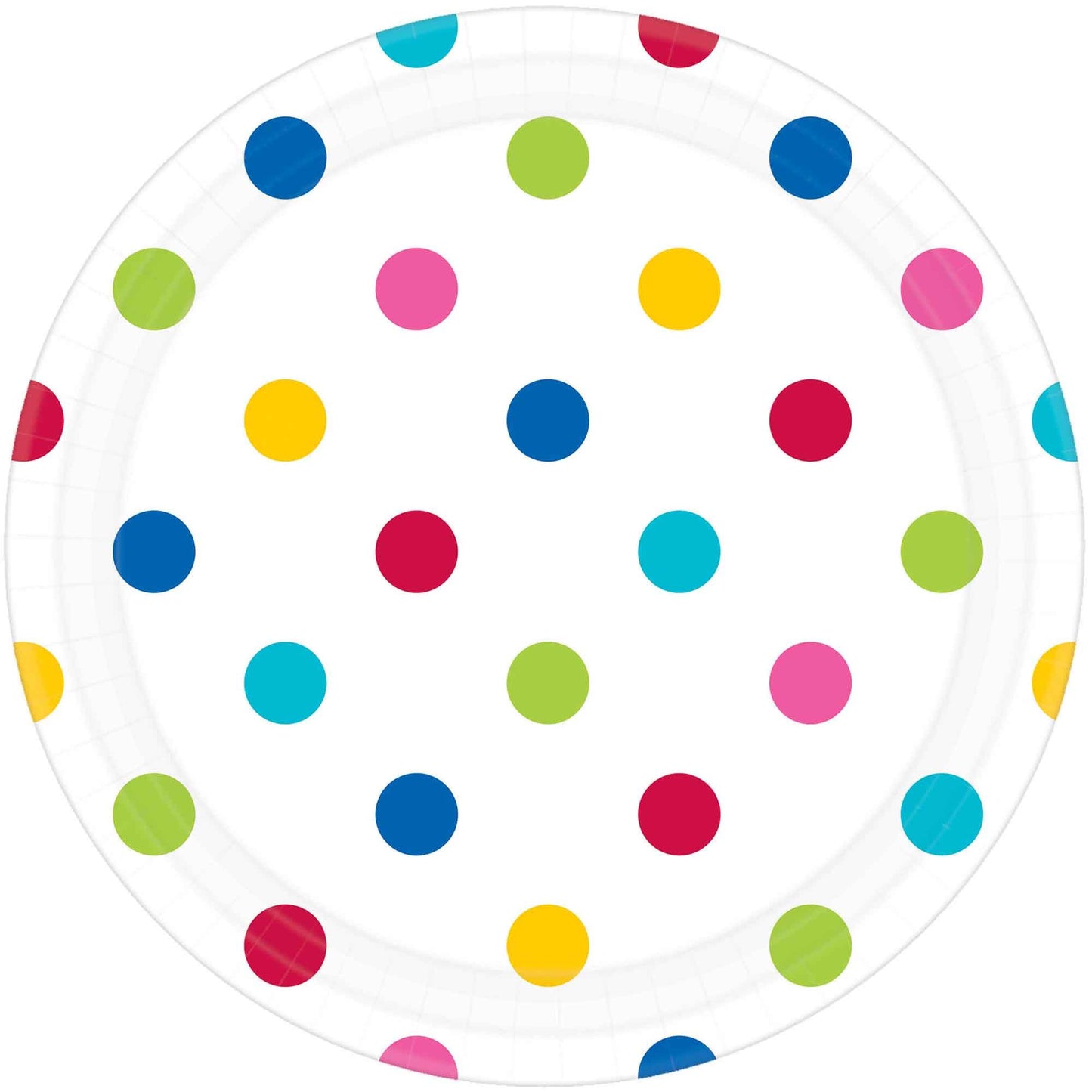 Dots 23cm Round Paper Plates Rainbow Colours