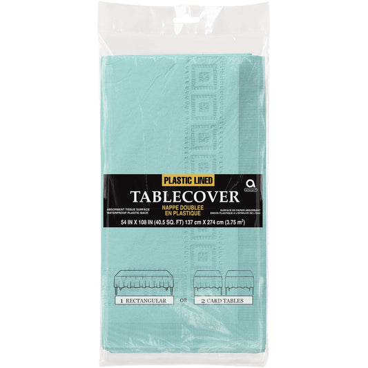 Tablecover Paper & Plastic Lined Robin's-egg Blue 3PLY