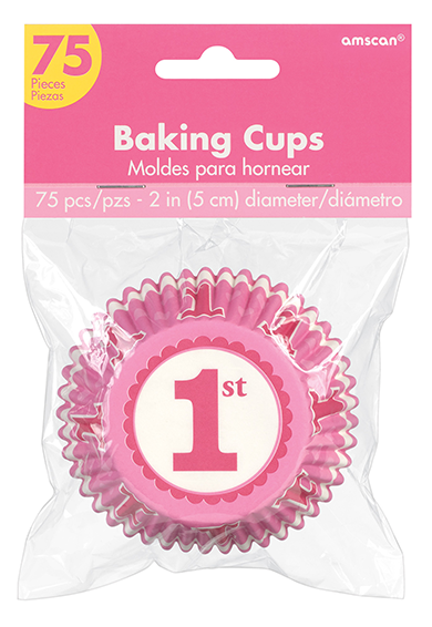 1st Birthday Pink Standard Cupcake Cases (Pack of 75)