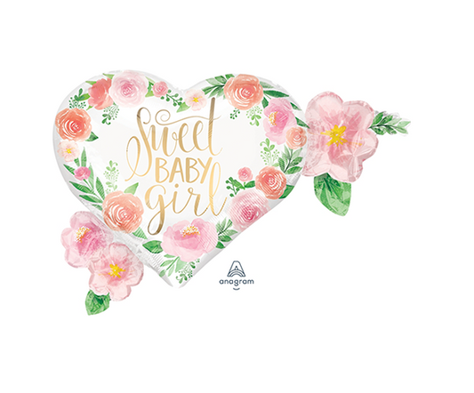 SuperShape XL Floral Sweet Baby Girl Heart