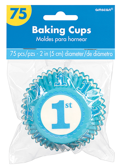 1st Birthday Blue Standard Cupcake Cases (Pack of 75)