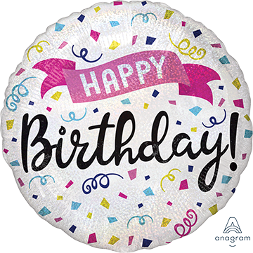45cm Standard Holographic Happy Birthday Sparkle Banner Balloon