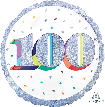 45cm Standard Holographic Here's to Your Birthday 100