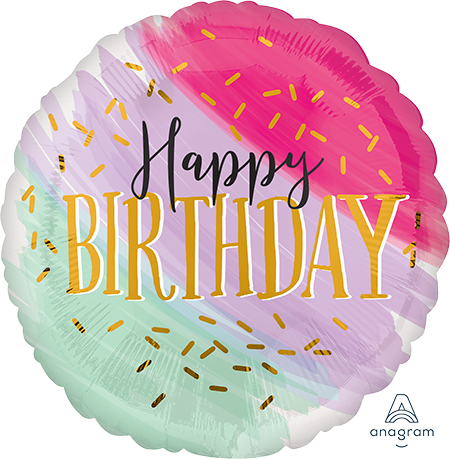 45cm Standard HX Water Colour Happy Birthday