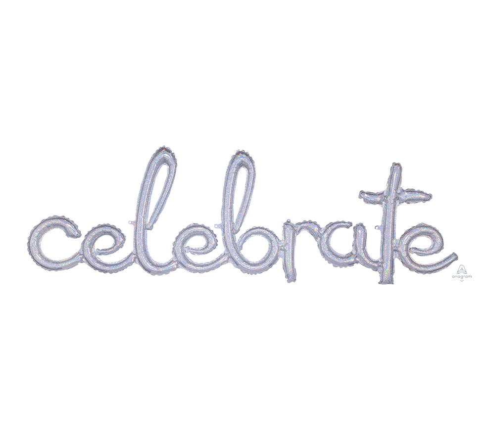 CI: Script Phrase celebrate Silver Holographic