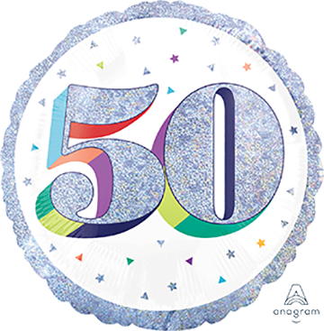45cm Standard Holographic Here's to Your Birthday 50