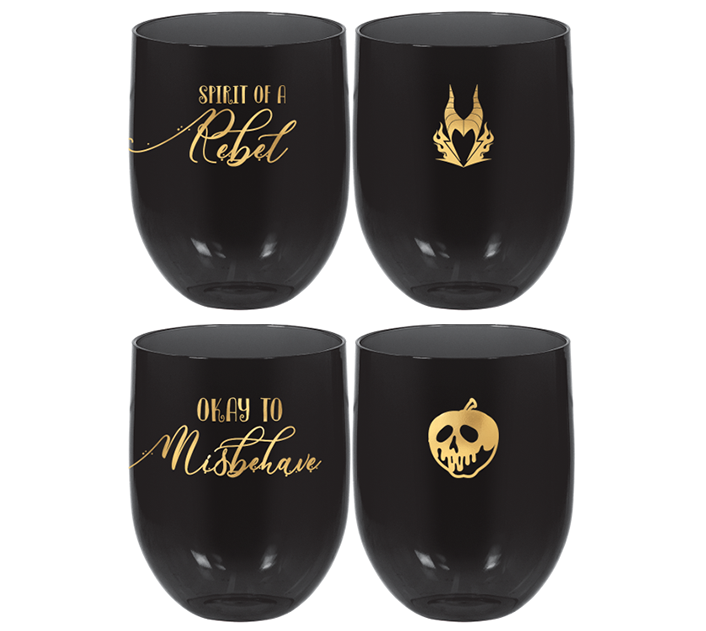 Disney Villains Stemless Plastic Drinking Glasses - 4 Designs