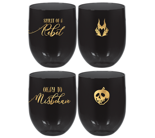 Disney Villains Stemless Plastic Drinking Glasses - 4 Designs