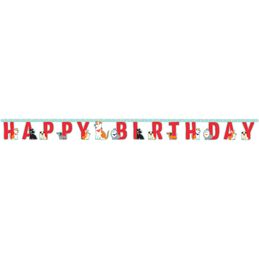 Dog Party Happy Birthday Jointed Banner 18cm x 2.2m