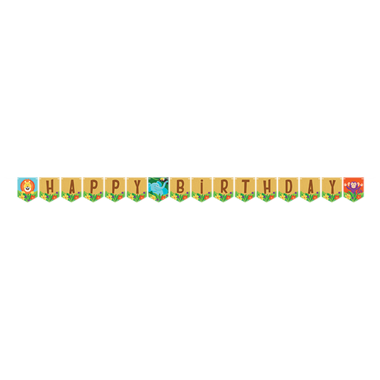 Jungle Safari Happy Birthday Ribbon Banner 15cm x 1.39m