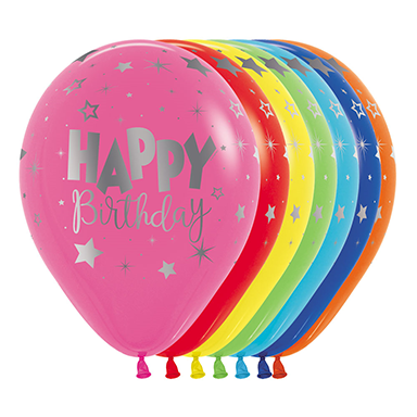 Sempertex 30cm METALink HAPPY Birthday Fantasy Fashion Assorted Latex Balloons  25PK