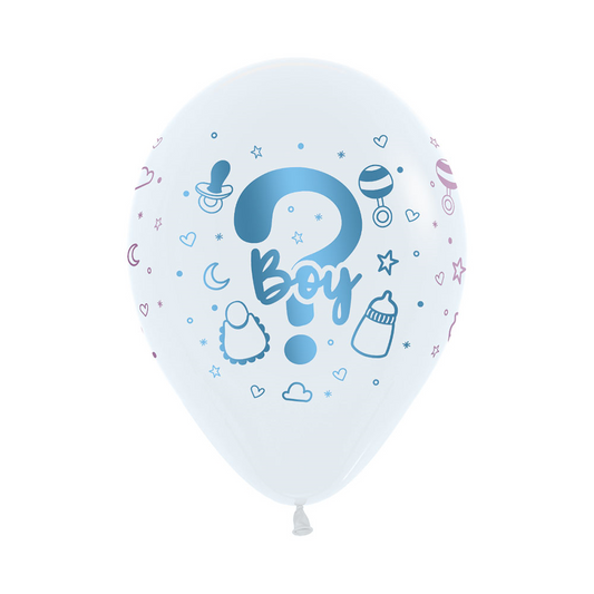 Sempertex 30cm METALink Guess Boy or Girl Fashion White Latex Balloons 25PK