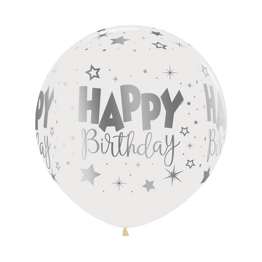 Sempertex 60cm METALink HAPPY Birthday Fantasy Crystal Clear Latex Balloons 390 3PK