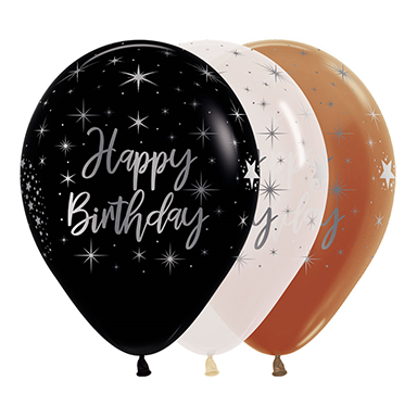 Sempertex 30cm METALink Happy Birthday Radiant Fashion Assorted Latex Balloons  25PK