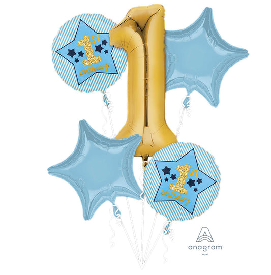 Bouquet Boy 1st Birthday Blue & Gold