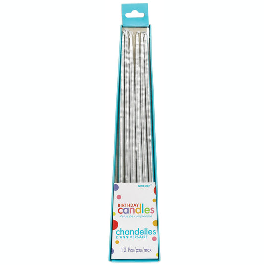 Silver Long Thin Taper Candles