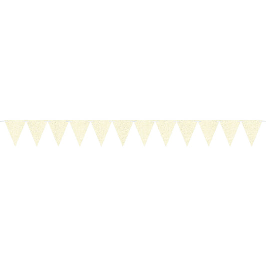 Large Paper Pennant Banner Glittered White Sparkle