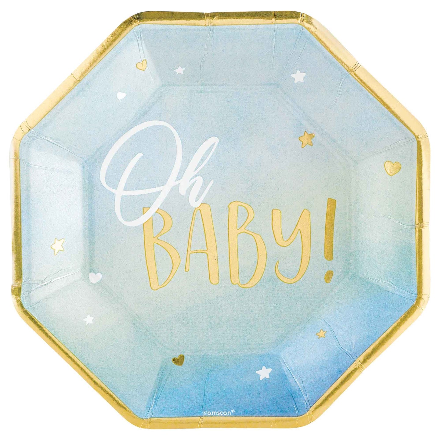 Oh Baby Boy 26cm Shaped Metallic Paper Plates