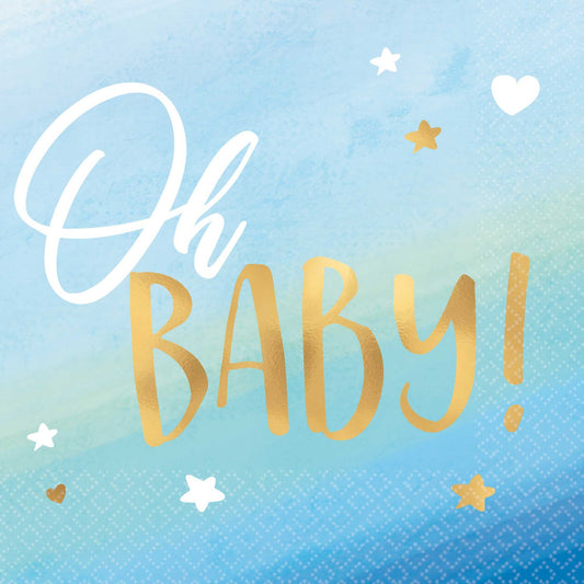 Oh Baby Boy Beverage Napkins Hot Stamped