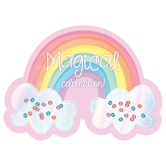 Magical Rainbow Birthday Shaped Large Novelty Invitations
