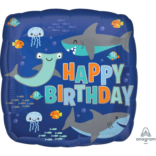 45cm Standard HX Happy Birthday Sharks