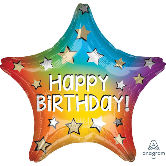 45cm Standard XL Star Happy Birthday Rainbow Star