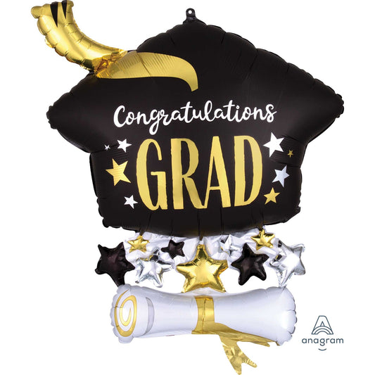 SuperShape XL Satin Infused Cap & Diploma Congratulations Grad