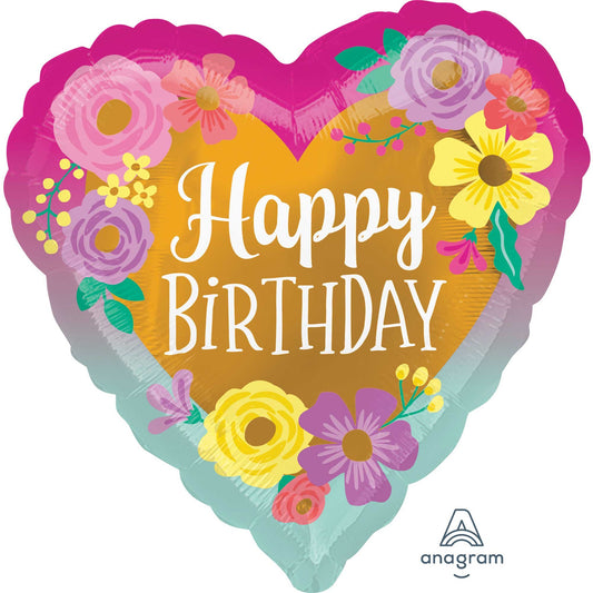 45cm Standard HX Happy Birthday Painted Flowers