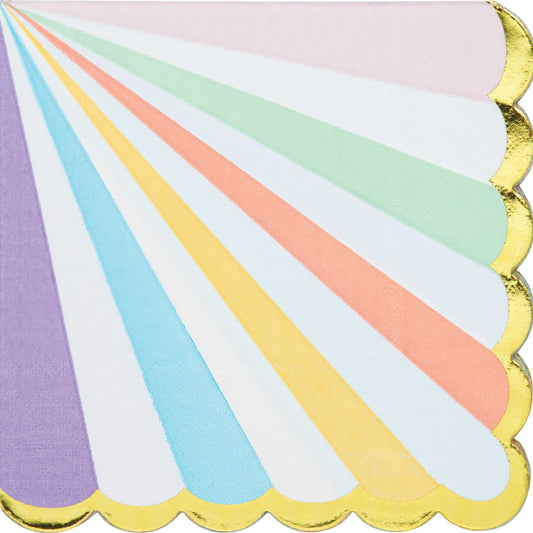 Pastel Celebrations Lunch Napkins Scalloped & Gold Foil