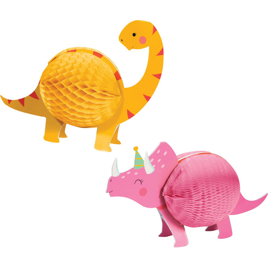 Girl Dino Party Decor Centrepieces Honeycomb