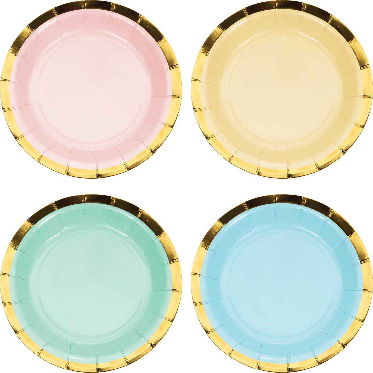 Pastel Celebrations Lunch Plates Scalloped & Gold Foil 18cm