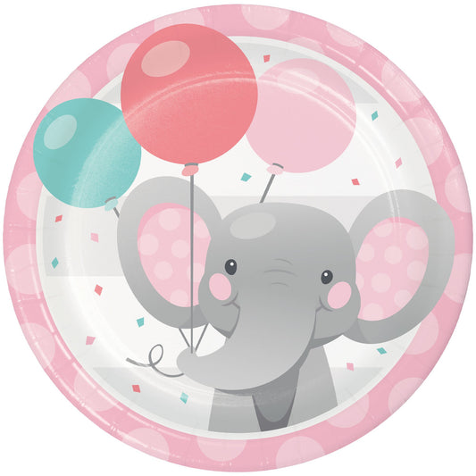 Enchanting Elephant Girl Lunch Plates Paper 18cm