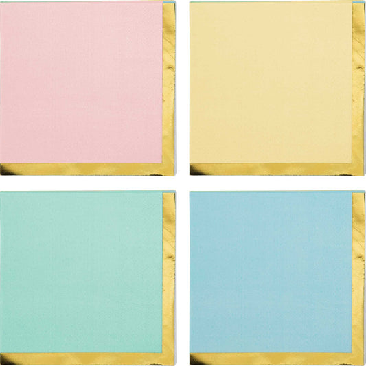 Pastel Celebrations Beverage Napkins Scalloped & Gold Foil