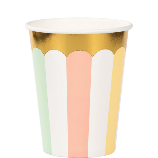 Pastel Celebrations Cups Paper & Gold Foil 266ml
