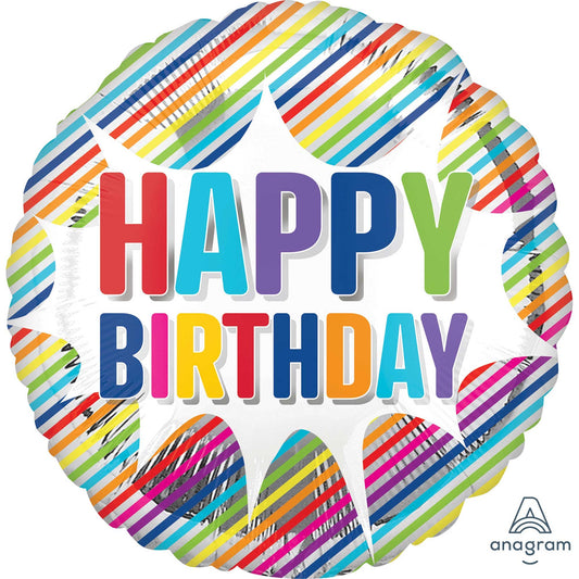 45cm Standard HX Happy Birthday Striped Burst