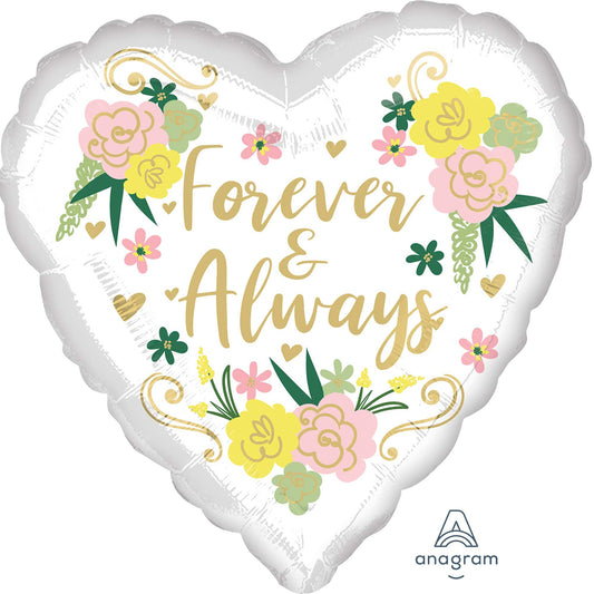 45cm Standard HX Forever & Always Floral Heart