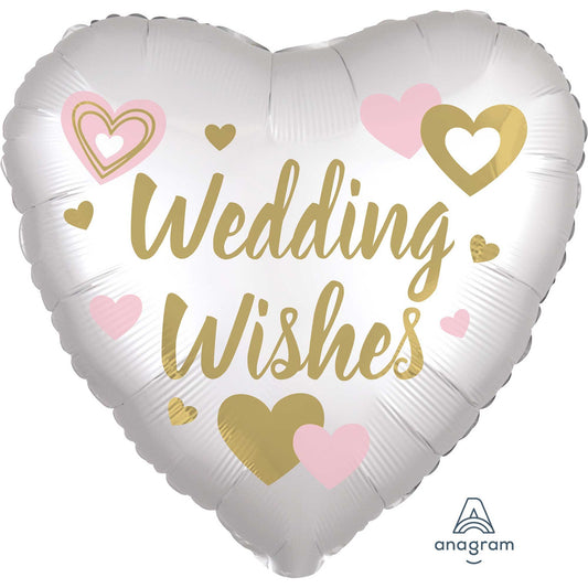 45cm Standard XL Satin Wedding Wishes White