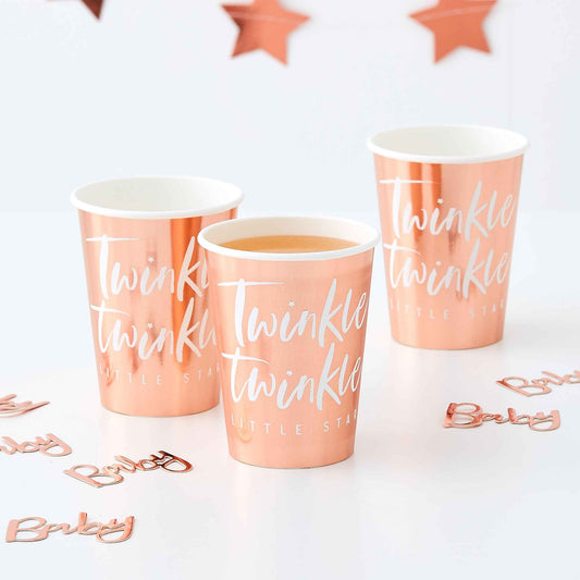 Twinkle Twinkle Paper Cups Rose Gold Foiled