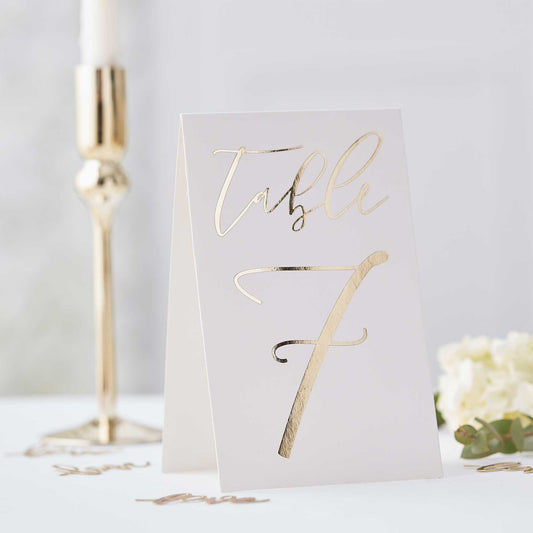 Gold Wedding Table Card Numbers