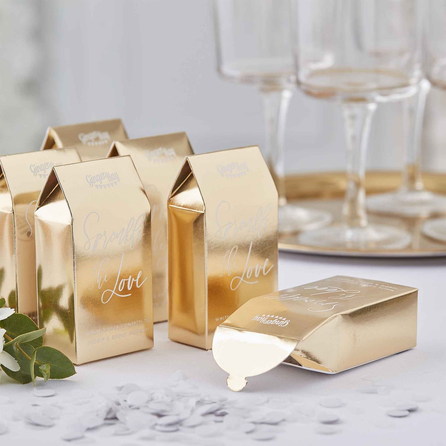 Gold Wedding Confetti Boxes
