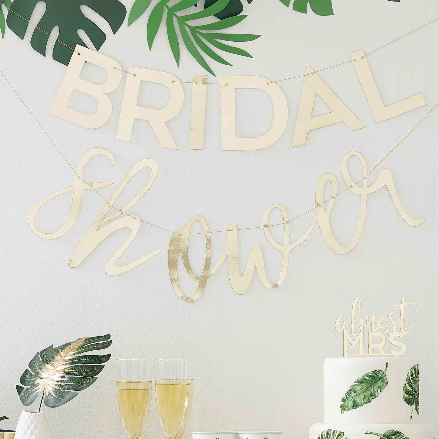 Botanical Hen Party Gold 'Bridal Shower' Bunting