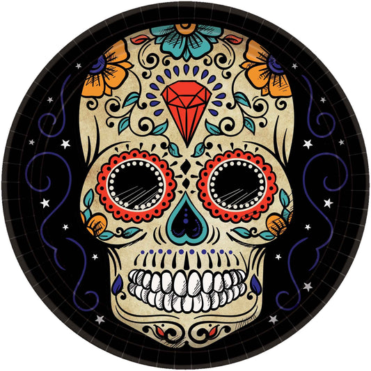 Sugar Skull 26cm Round Paper Plates