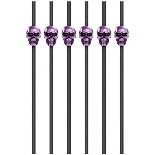 Midnight Mayhem Skull Reusable Plastic Straws