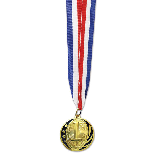 Gold 1st Place Sports Medal & Ribbon