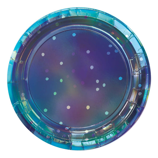 Sparkling Sapphire 17cm Round Iridescent Paper Plates