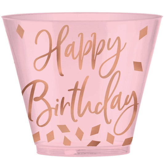 Blush Birthday Plastic Tumblers Hot-Stamped 266ml